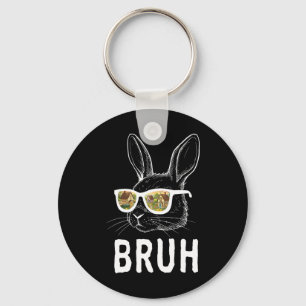 Bruh Easter Day Funny Rabbit Bunny Face Gles Easte Keychain