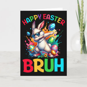 Bruh Easter Eggs Teens Boys Kids Easter Bunny East Card