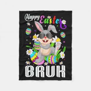 Bruh Easter Eggs Teens Boys Kids Easter Bunny East Fleece Blanket