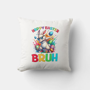 Bruh Easter Eggs Teens Boys Kids Easter Bunny East Throw Pillow