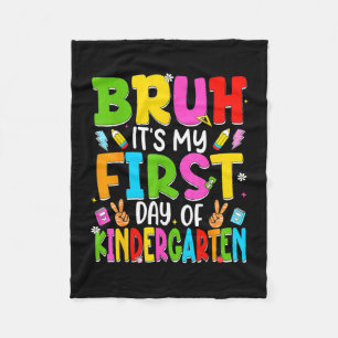 Bruh first day of kindergarten retro teachers kids fleece blanket