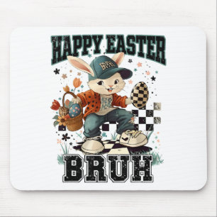 Bruh Funny Bunny Rabbit Loves Eggs Happy Easter Re Mouse Pad