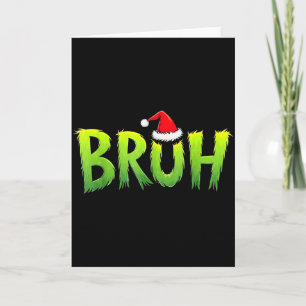 Bruh Funny Christmas Red Plaid Teens Boys Kids Xma Card