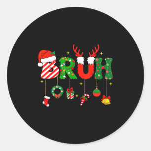 Bruh Funny Christmas Red Plaid Teens Boys Kids Xma Classic Round Sticker