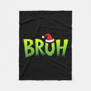 Bruh Funny Christmas Red Plaid Teens Boys Kids Xma Fleece Blanket