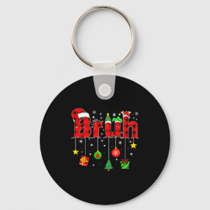 Bruh Funny Christmas Red Plaid Teens Boys Kids Xma Keychain