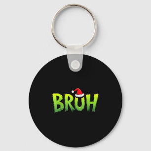 Bruh Funny Christmas Red Plaid Teens Boys Kids Xma Keychain
