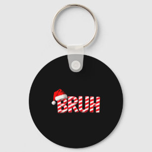 Bruh Funny Christmas Red Plaid Teens Boys Kids Xma Keychain