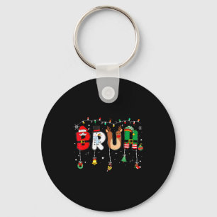 Bruh Funny Christmas Red Plaid Teens Boys Kids Xma Keychain