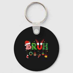 Bruh Funny Christmas Red Plaid Teens Boys Kids Xma Keychain