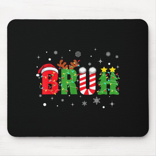 Bruh Funny Christmas Red Plaid Teens Boys Kids Xma Mouse Pad (Front)
