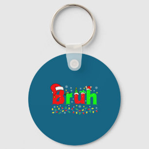 Bruh Funny Christmas Santa Hat Teens Boys Kids Xma Keychain