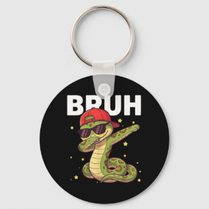Bruh Funny Dabbing Snake Kids Boys Reptile Lover Keychain