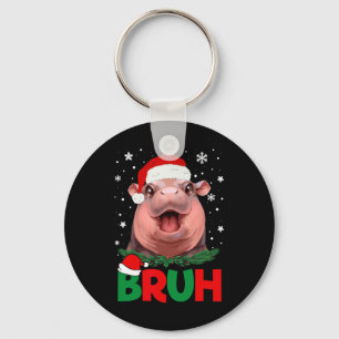 Bruh Funny Moo Deng Teens Boys Kids Christmas Paja Keychain