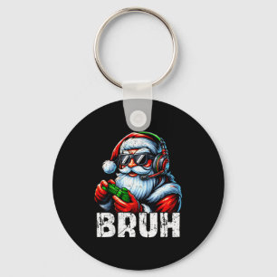 Bruh Funny Santa Gaming Gamer Pjs Christmas Xmas M Keychain