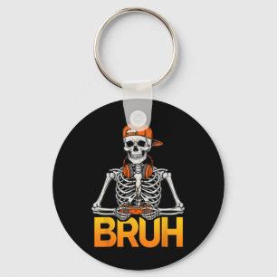 Bruh Gamer Skeleton Halloween Video Game Controlle Keychain