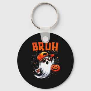 Bruh Ghost Halloween Cute Ghost Trick Or Treat Can Keychain