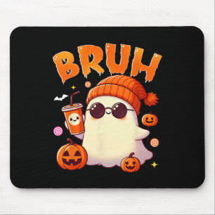 Bruh Ghost Halloween Cute Ghost Trick Or Treat Can Mouse Pad