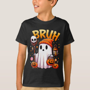 Bruh Ghost Halloween Cute Ghost Trick Or Treat Can T-Shirt