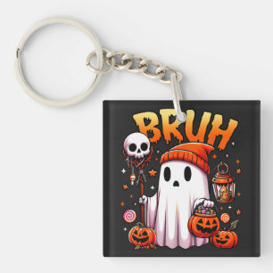 Bruh Ghost Halloween Cute Ghost Trick Or Treat Keychain