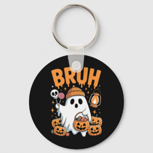 Bruh Ghost Halloween Cute Ghost Trick Or Treat Kid Keychain