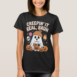 Bruh Ghost Halloween Cute Ghost Trick Or Treat Kid T-Shirt