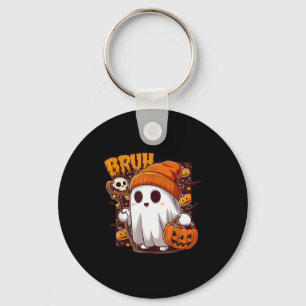 Bruh Ghost Happy Halloween Trick Or Treat Pumpkin  Keychain