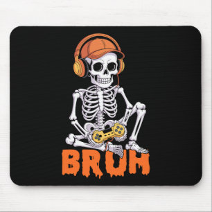 Bruh Halloween Boys Kids Gamer Mens Skeleton Video Mouse Pad