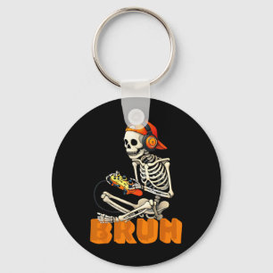 Bruh Halloween Skeleton Gamer Video Gaming Boys Me Keychain