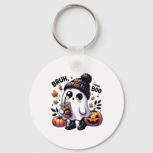 Bruh I Mean Boo Funny Ghost Jack O Lantern Coffee Keychain