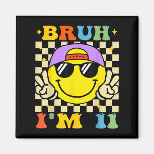 Bruh I'm 11 Years Old Purple Birthday Boys 11th Bi Magnet