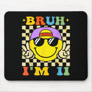 Bruh I'm 11 Years Old Purple Birthday Boys 11th Bi Mouse Pad