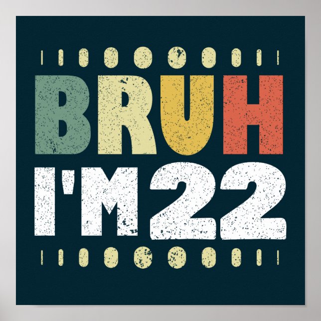 Bruh I'm 22 Years Old Funny 22nd Birthday Party  Poster (Front)
