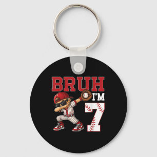 Bruh Im 7 Baseball 7th Family Birthday Party 7 Yea Keychain