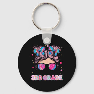 Bruh In 3rd Grade Messy Bun First Day Of School Keychain