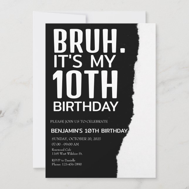 Bruh Invitation anniversaire, Bruh c'est mon anniv (Devant)