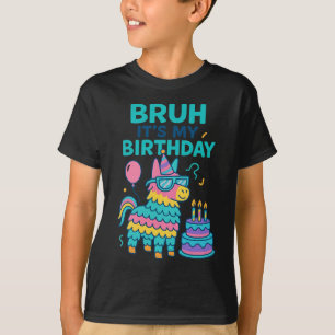 Bruh It’s My Birthday Funny Llama Pinata Bday Boy T-Shirt