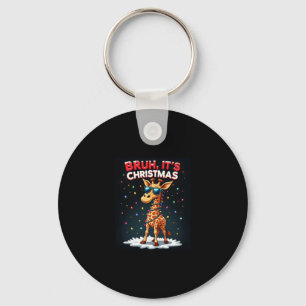 Bruh It's Christmas Giraffe Funny Dabbing Long Sle Keychain