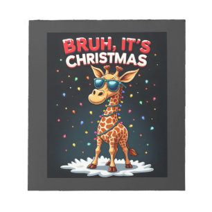Bruh It's Christmas Giraffe Funny Dabbing Long Sle Notepad