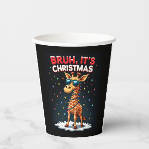Bruh It's Christmas Giraffe Funny Dabbing Long Sle Paper Cups