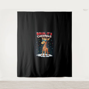 Bruh It's Christmas Giraffe Funny Dabbing Long Sle Tapestry