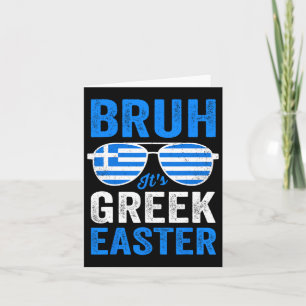 Bruh It's Greek Easter Funny Retro Greek Easter Bo Card