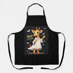 Bruh Its Halloween Funny Dabbing Ghost Giraffe Lon Apron