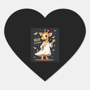 Bruh Its Halloween Funny Dabbing Ghost Giraffe Lon Heart Sticker