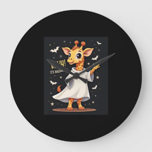 Bruh Its Halloween Funny Dabbing Ghost Giraffe Lon Large Clock