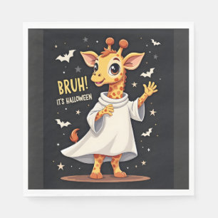 Bruh Its Halloween Funny Dabbing Ghost Giraffe Lon Napkin