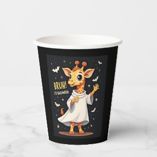 Bruh Its Halloween Funny Dabbing Ghost Giraffe Lon Paper Cups