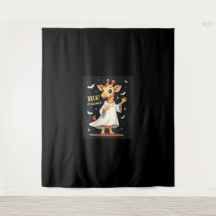 Bruh Its Halloween Funny Dabbing Ghost Giraffe Lon Tapestry