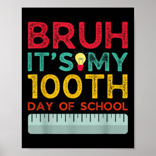 Bruh Its My 100th Day Of School 2025 Funny Bruh Ou Poster