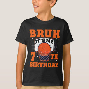 Bruh It's My 7th Birthday Sketll 7 Year Old Player T-Shirt
